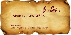 Jakubik Szolón névjegykártya